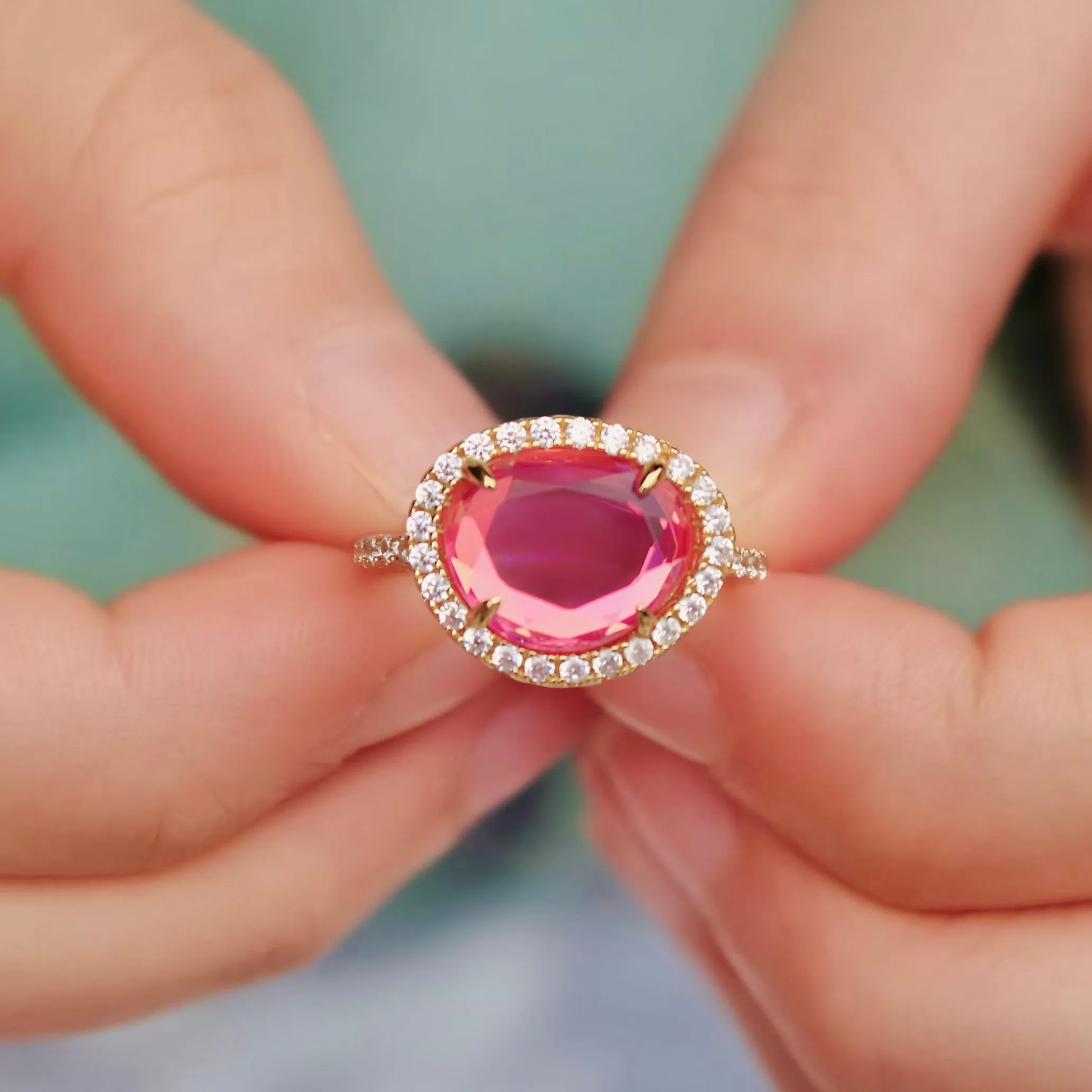 Skye Ring - Pink Dichroic Glass