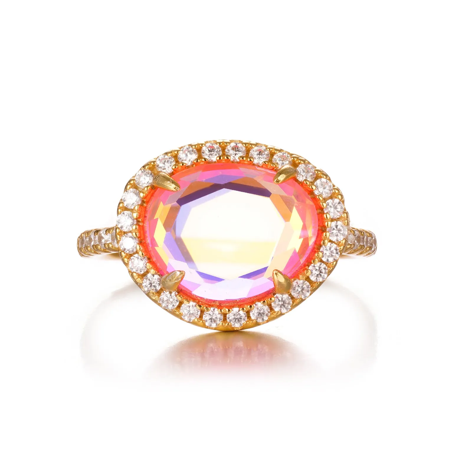 Skye Ring - Pink Dichroic Glass