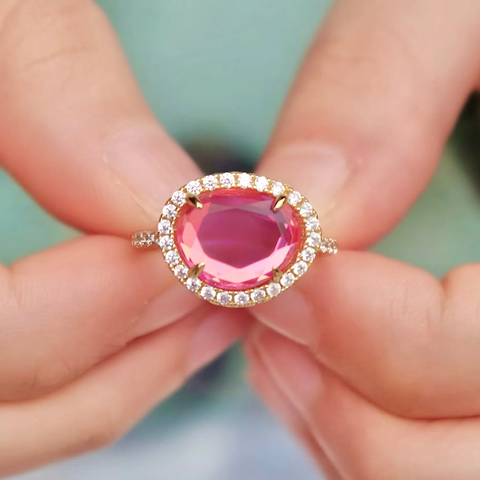 Skye Ring - Pink Dichroic Glass