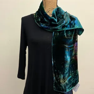small Ice Dyed Velvet Deep Blues, Helmsman Colorway no fringe