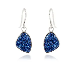 Small Trillion Blue Druzy Earrings