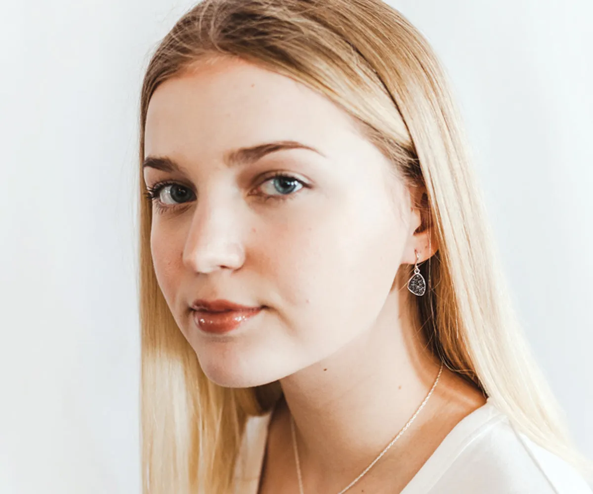 Small Trillion Blue Druzy Earrings