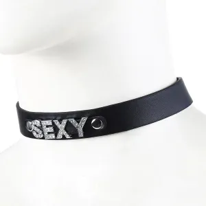 Smart Moves - Collar met Strass Letters SEXY - Zwart