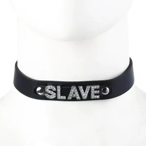 Smart Moves - Collar met Strass Letters SLAVE - Zwart