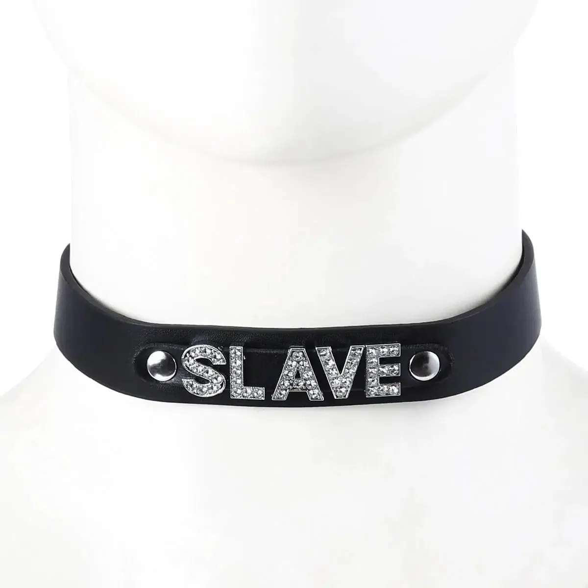 Smart Moves - Collar met Strass Letters SLAVE - Zwart
