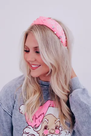 Snow Flake Knotted Headband - Pink