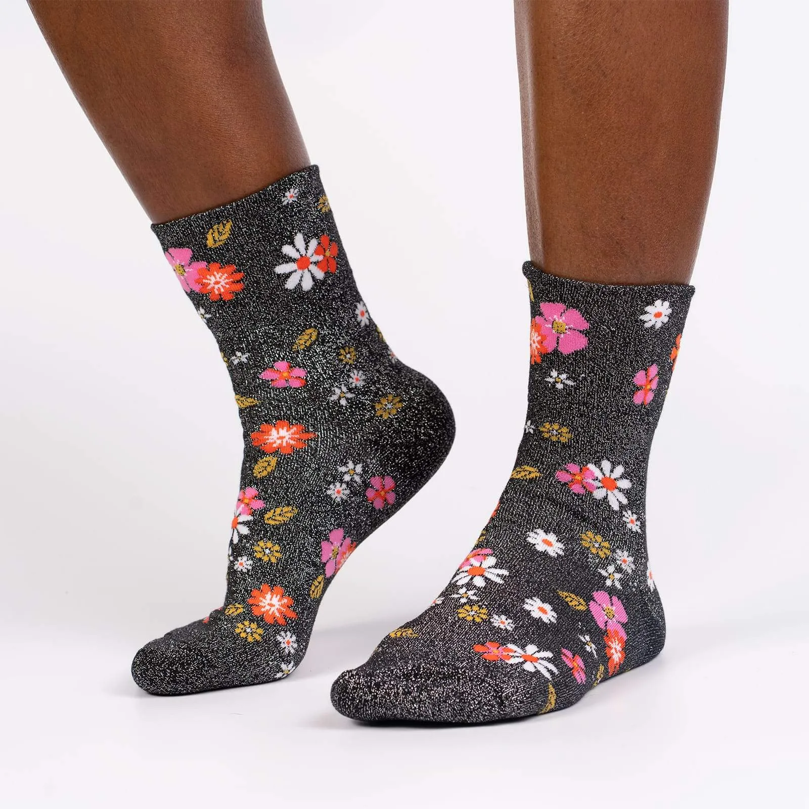 Sock It To Me Flower Power - Turn Cuff Crew
