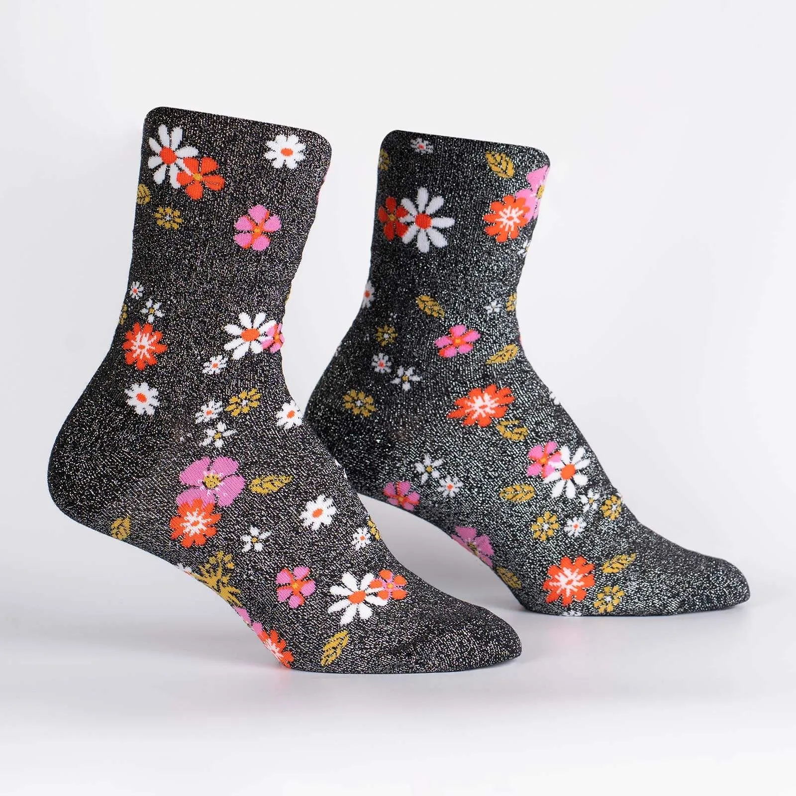 Sock It To Me Flower Power - Turn Cuff Crew