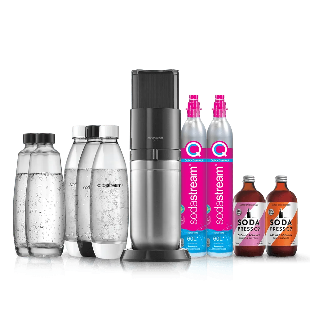 SodaStream Crystal Soda Soft Fizzy Drink Sparkling Water Maker-2x Carafe Bottles