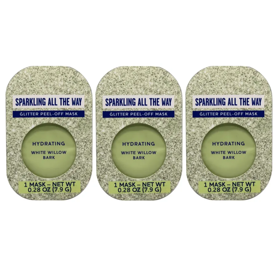 Sparkling All The Way Hydrating White Willow Bark Glitter Peel Off Mask - 3 ct