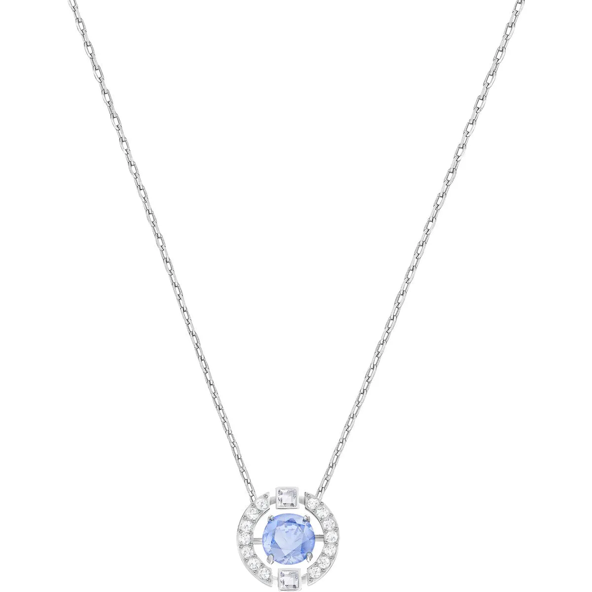 Sparkling Dance Blue Rhodium Plating Round Necklace