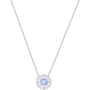 Sparkling Dance Blue Rhodium Plating Round Necklace