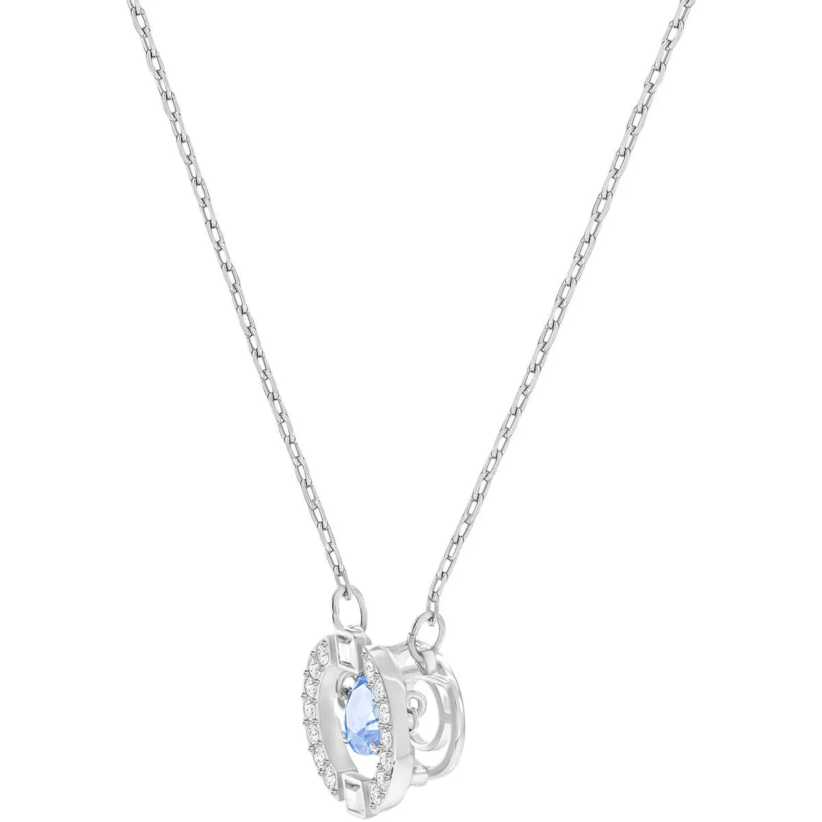 Sparkling Dance Blue Rhodium Plating Round Necklace