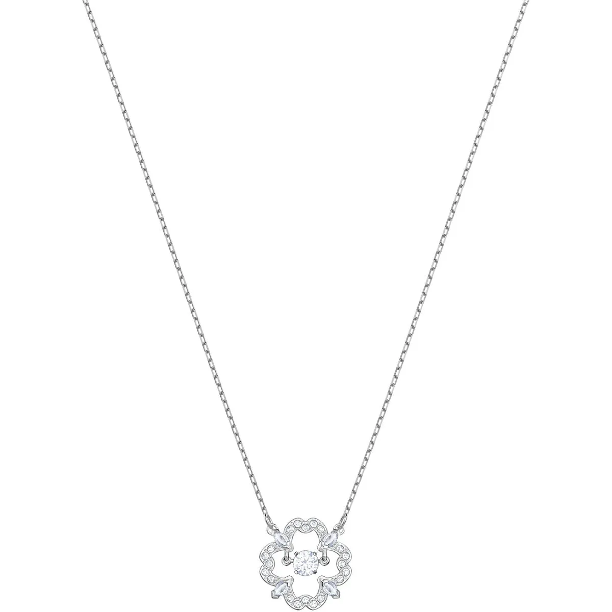 Sparkling Dance White Rhodium Plating Pear Necklace