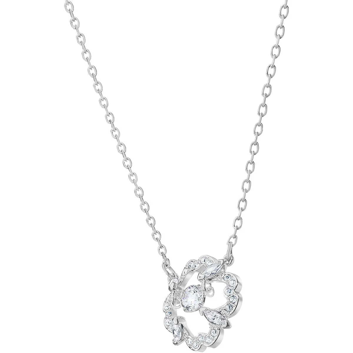 Sparkling Dance White Rhodium Plating Pear Necklace