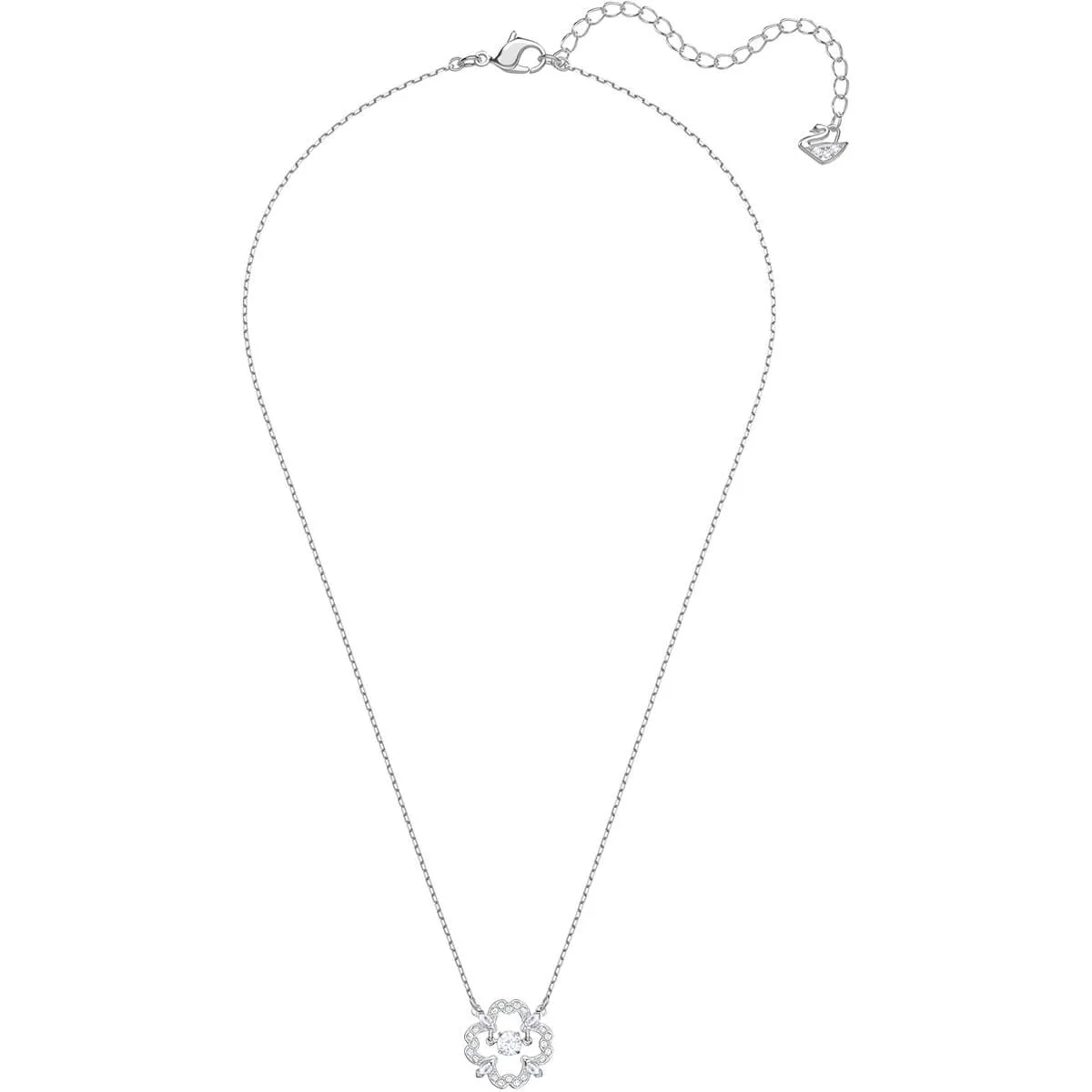 Sparkling Dance White Rhodium Plating Pear Necklace