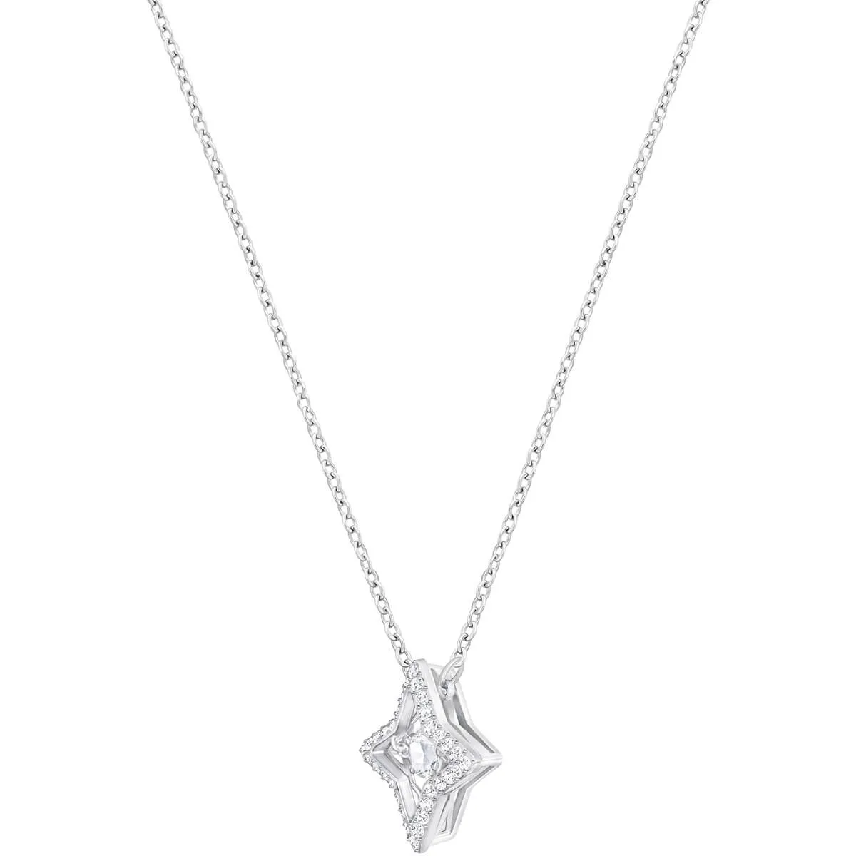 Sparkling Dance White Rhodium Plating Star Necklace 