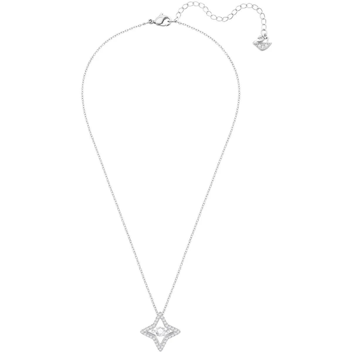 Sparkling Dance White Rhodium Plating Star Necklace 