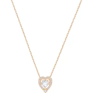 Sparkling Dance White Rose Gold Plating Heart Necklace 