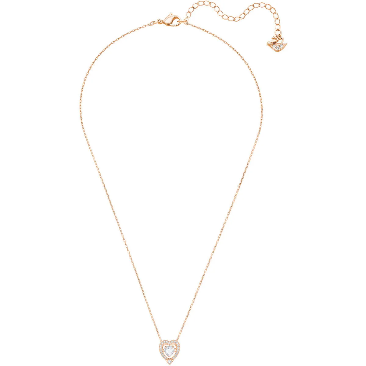 Sparkling Dance White Rose Gold Plating Heart Necklace 