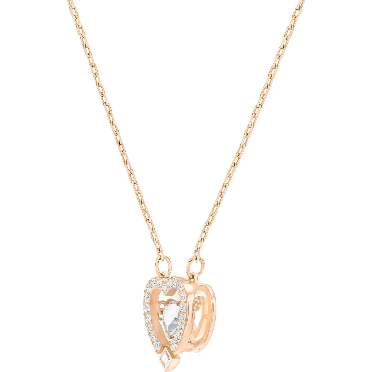 Sparkling Dance White Rose Gold Plating Heart Necklace 