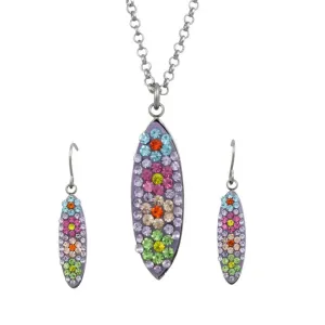 Sparkling Purple Floral Necklace and Earring Jewelry Set - PT007BS