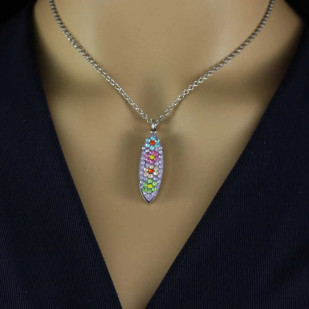 Sparkling Purple Floral Necklace and Earring Jewelry Set - PT007BS