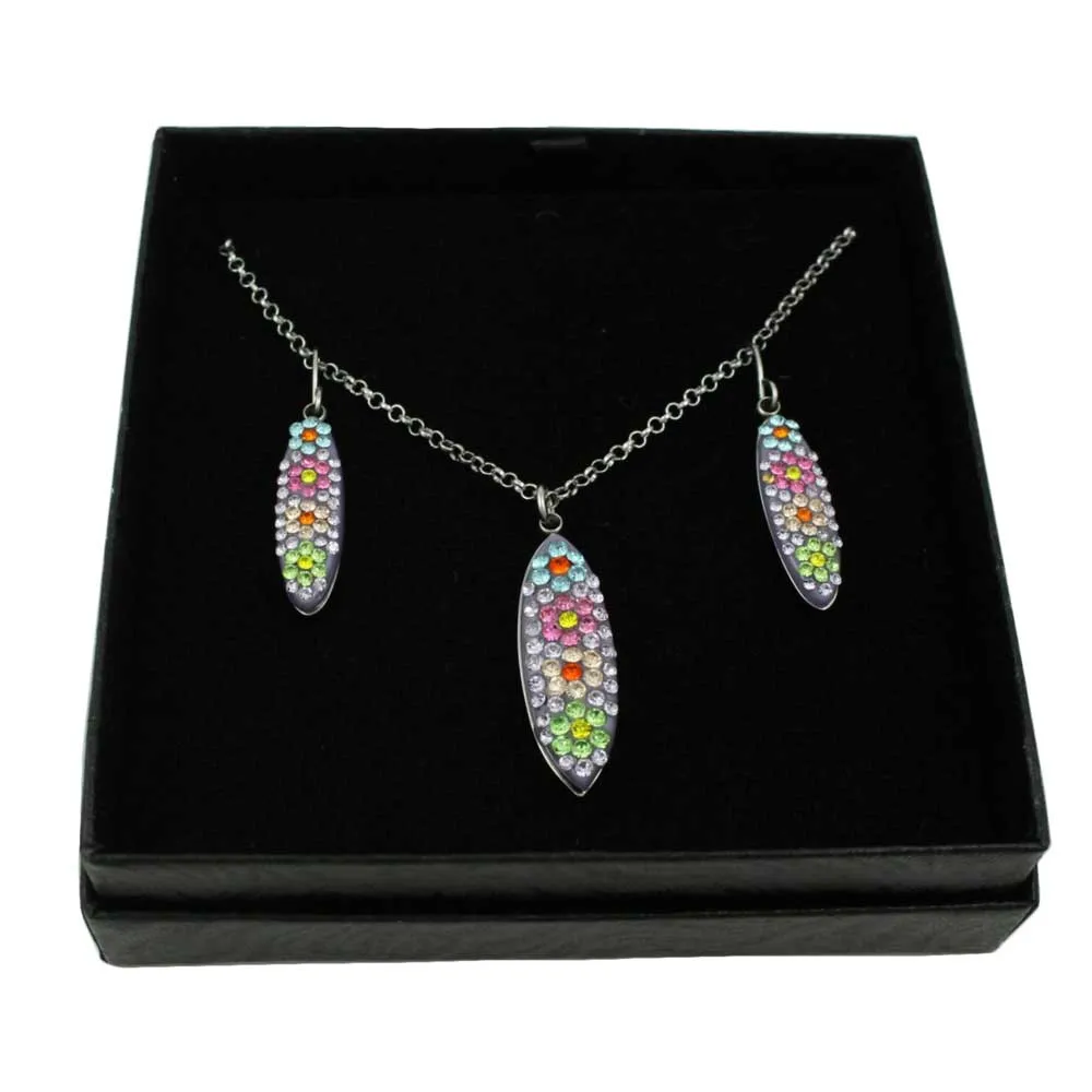 Sparkling Purple Floral Necklace and Earring Jewelry Set - PT007BS
