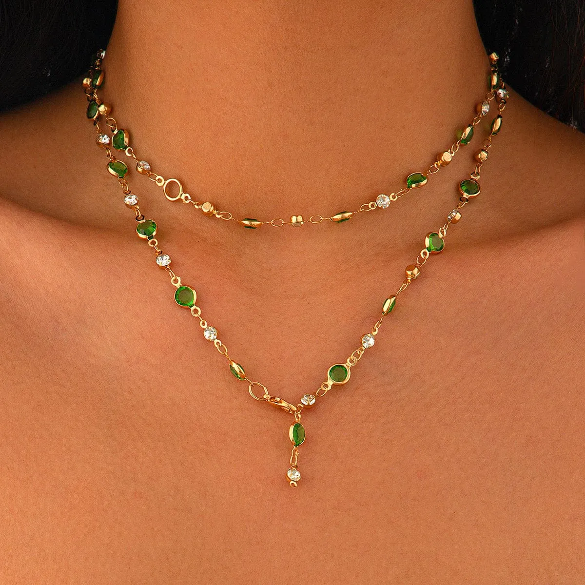 Sparkling Rhinestone Crystal Long Chain Y Necklace