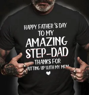 Step Dad Personalized 2D Black Tshirt 2, HTA