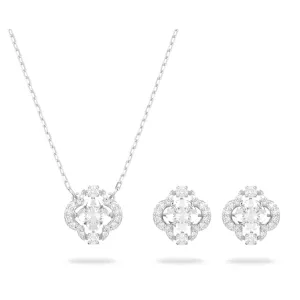 Swarovski Sparkling Dance setWhite, Rhodium plated