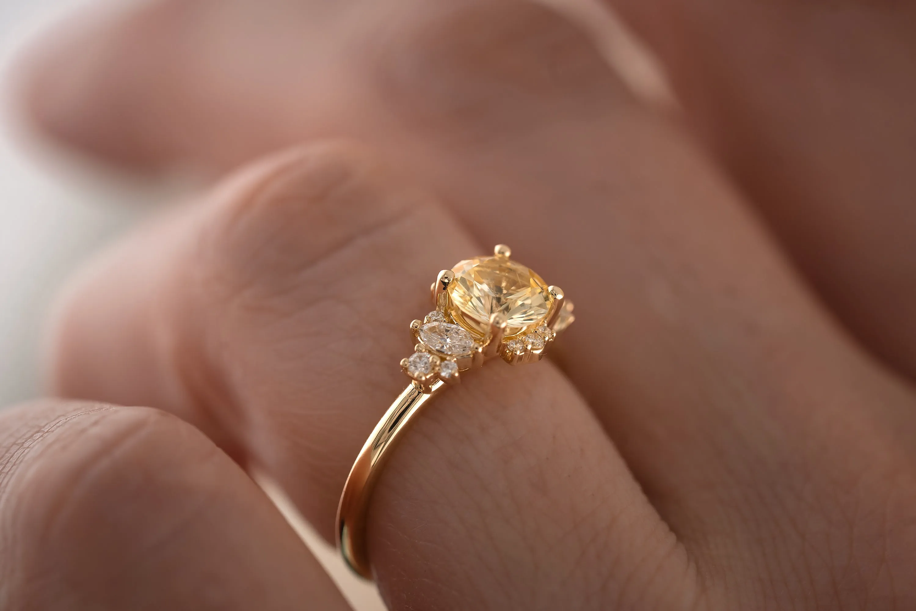 The Naevia 1.25 CT Round Yellow Sapphire Ring