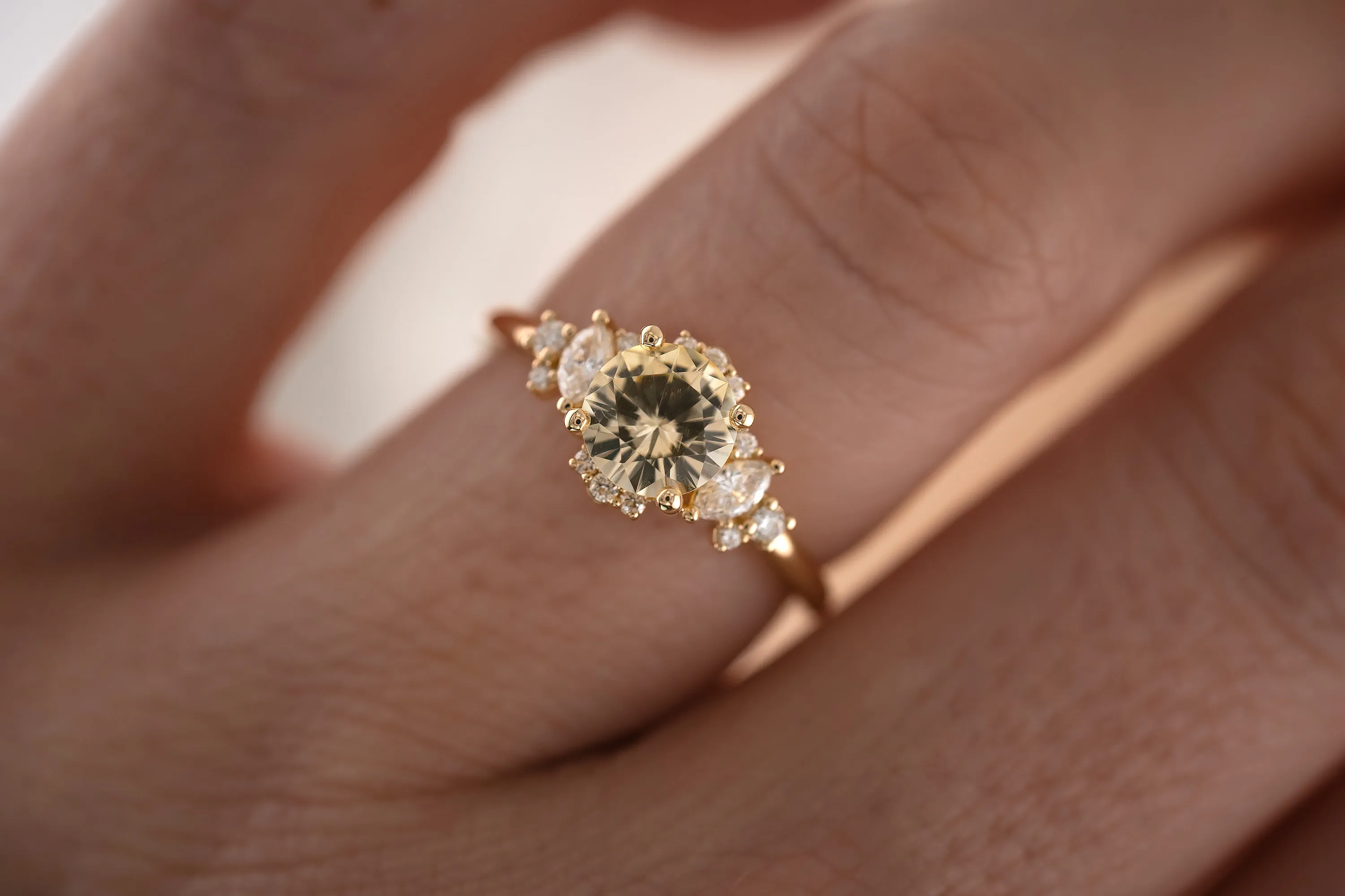 The Naevia 1.25 CT Round Yellow Sapphire Ring