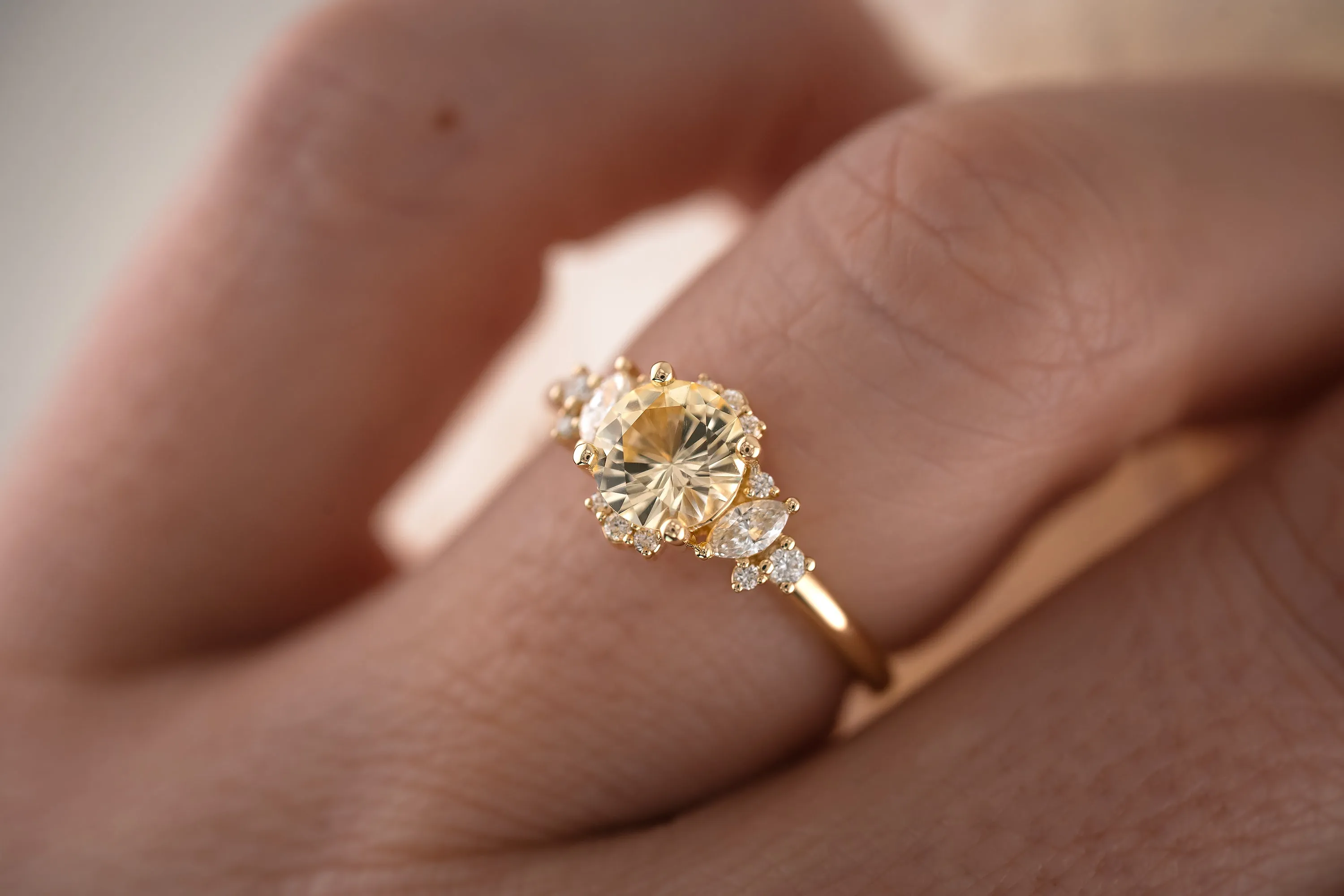 The Naevia 1.25 CT Round Yellow Sapphire Ring