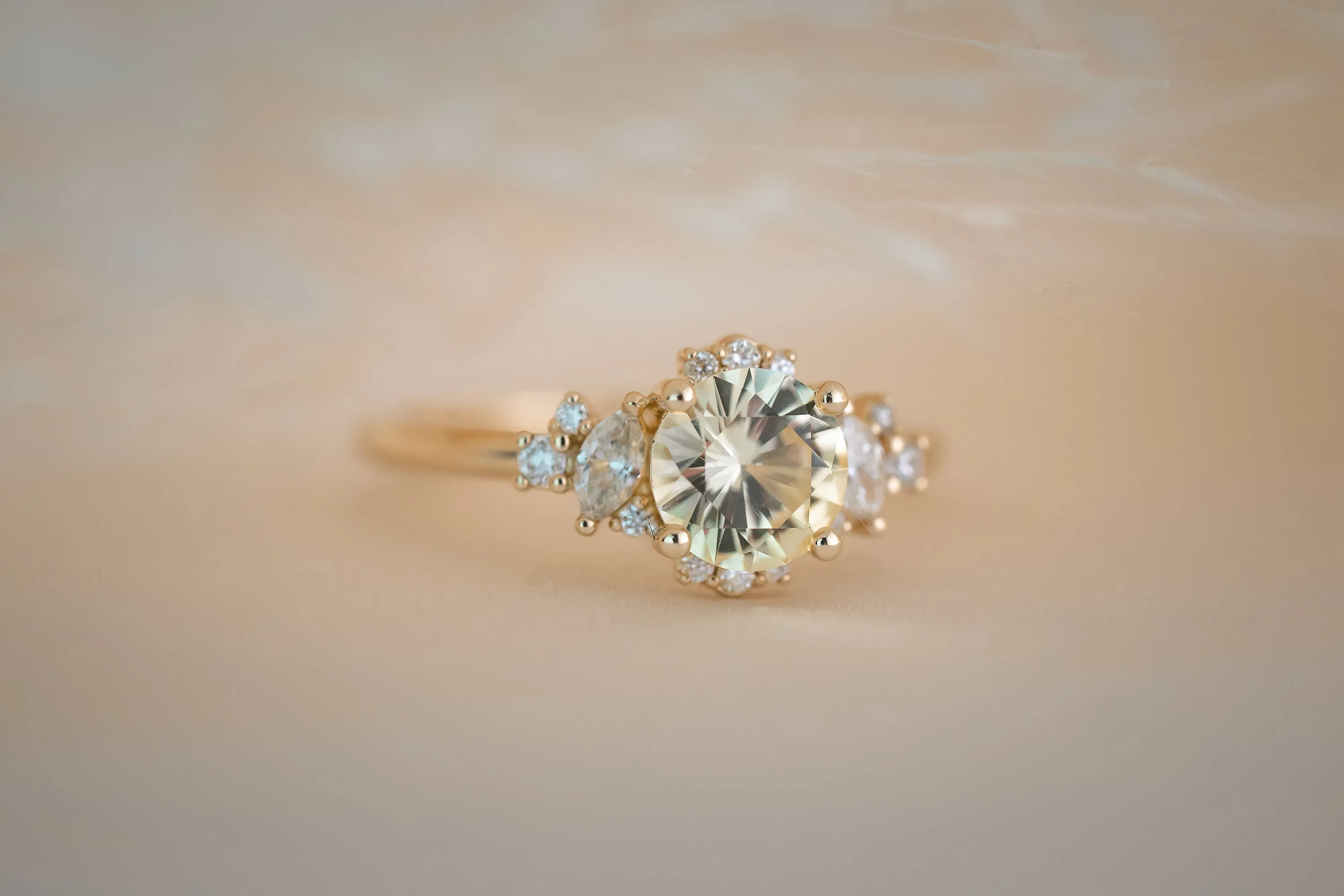 The Naevia 1.25 CT Round Yellow Sapphire Ring