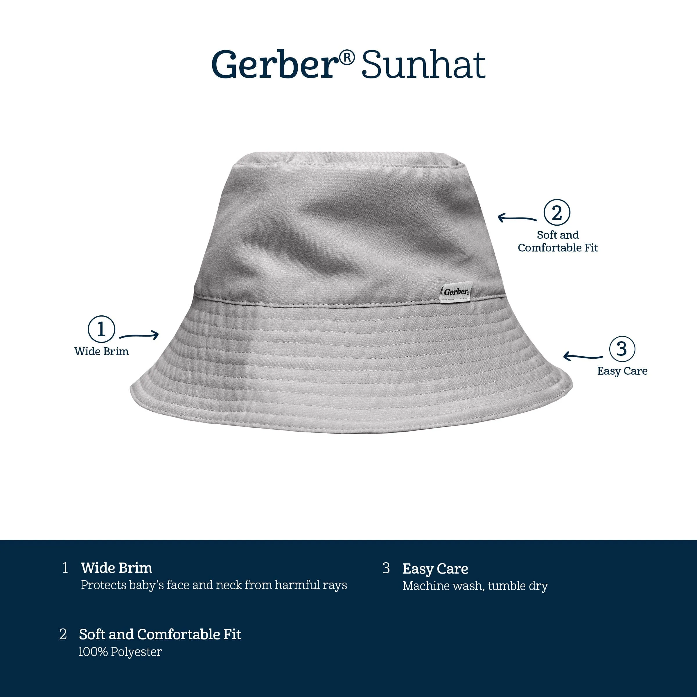 Toddler Neutral UPF 50  Navy Sun Hat