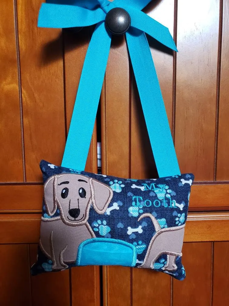 Tooth fairy pillow - dachshund - personalized - fantasy- keepsake tooth fairy pillow - girl - boy - tooth fairy pillow - custom colors