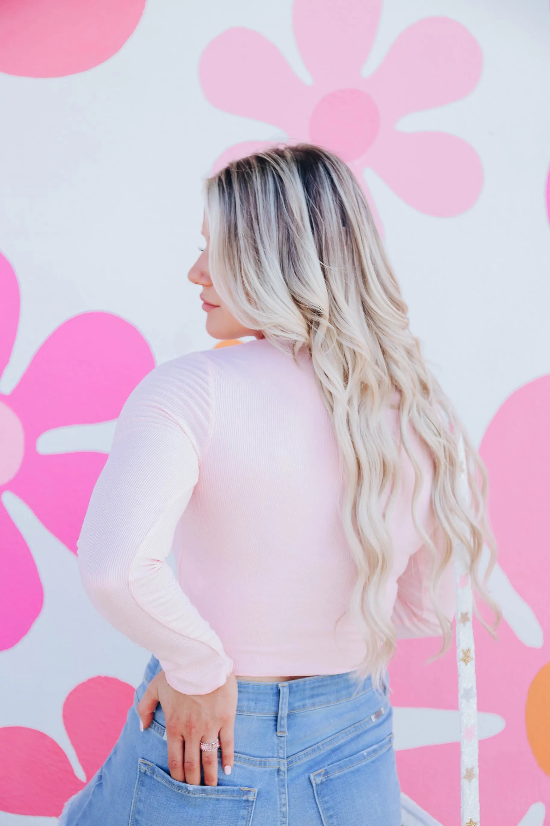 Totally Blushing Blocked Crop Top