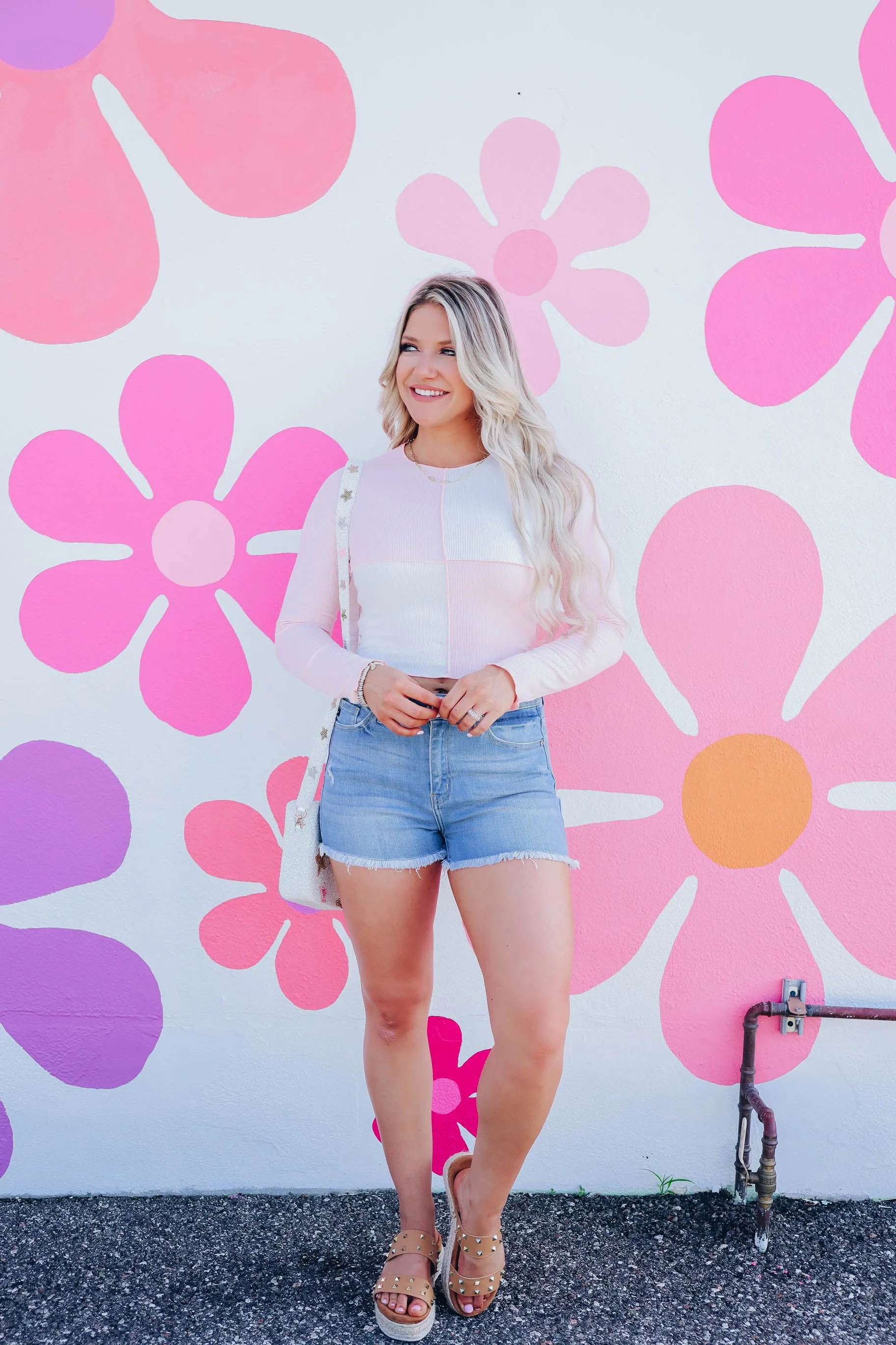 Totally Blushing Blocked Crop Top