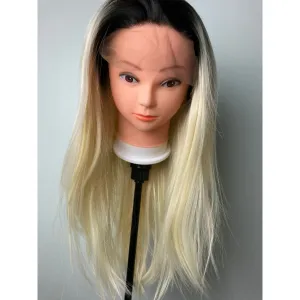 Trendy Blonde Hair With Black Roots -Lace Front Wig