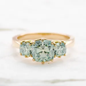 Tressa Aqua | Ice Blue Three Stone OMC Moissanite Ring