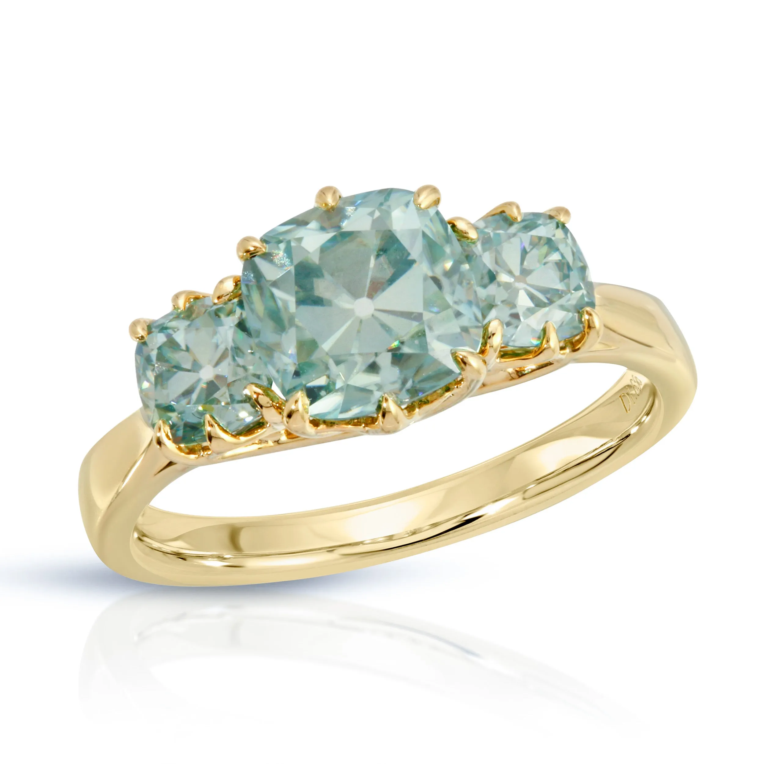 Tressa Aqua | Ice Blue Three Stone OMC Moissanite Ring