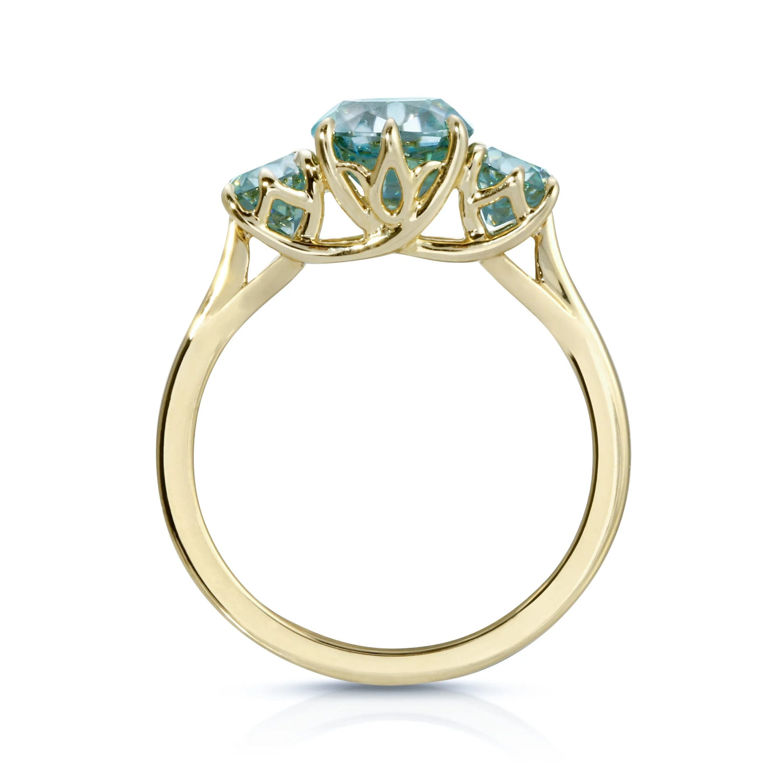 Tressa Aqua | Three Stone Ice Blue Moissanite Ring | Ready to Ship