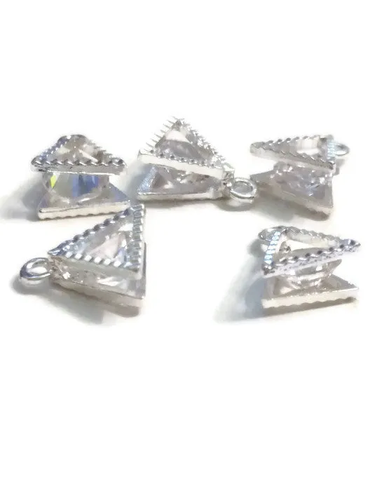 Triangle Floating Crystal Charm Pendant - AA Alcoholics Anonymous - 10 Pcs