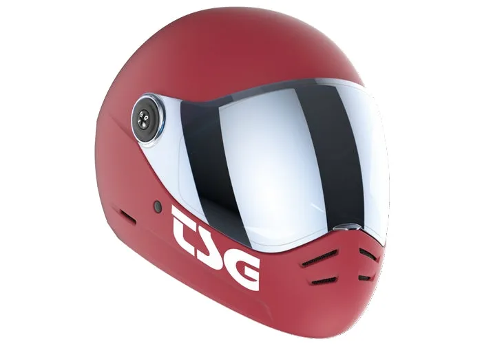 TSG The Pass 2.0 Solid Color Satin Gentle Red( Bonus Visor) Full Face Longboard Helmet