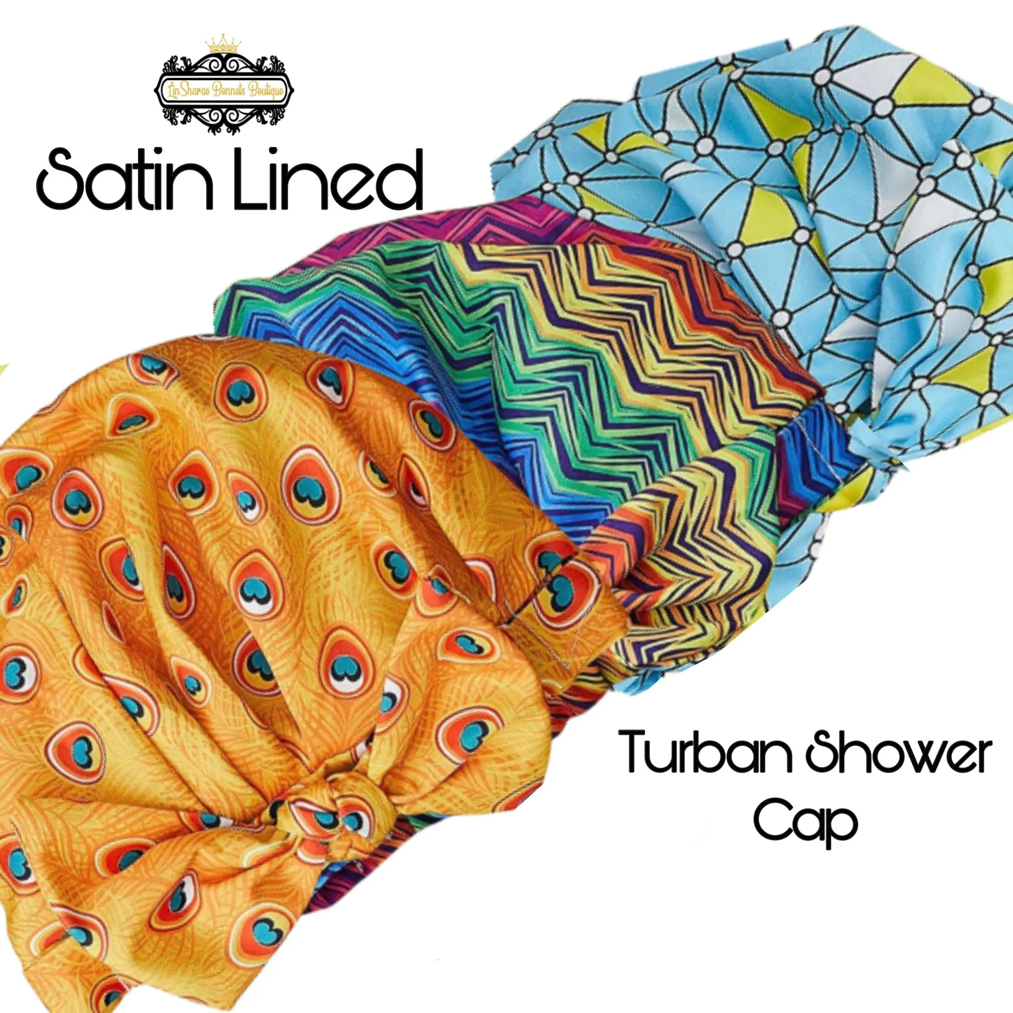 Turban Shower Caps | Luxury Large Satin Lined Shower Caps | Adjustable Shower Cap | Water Proof Shower Cap | Satin Shower Cap | Shower Cap | Large Shower Cap