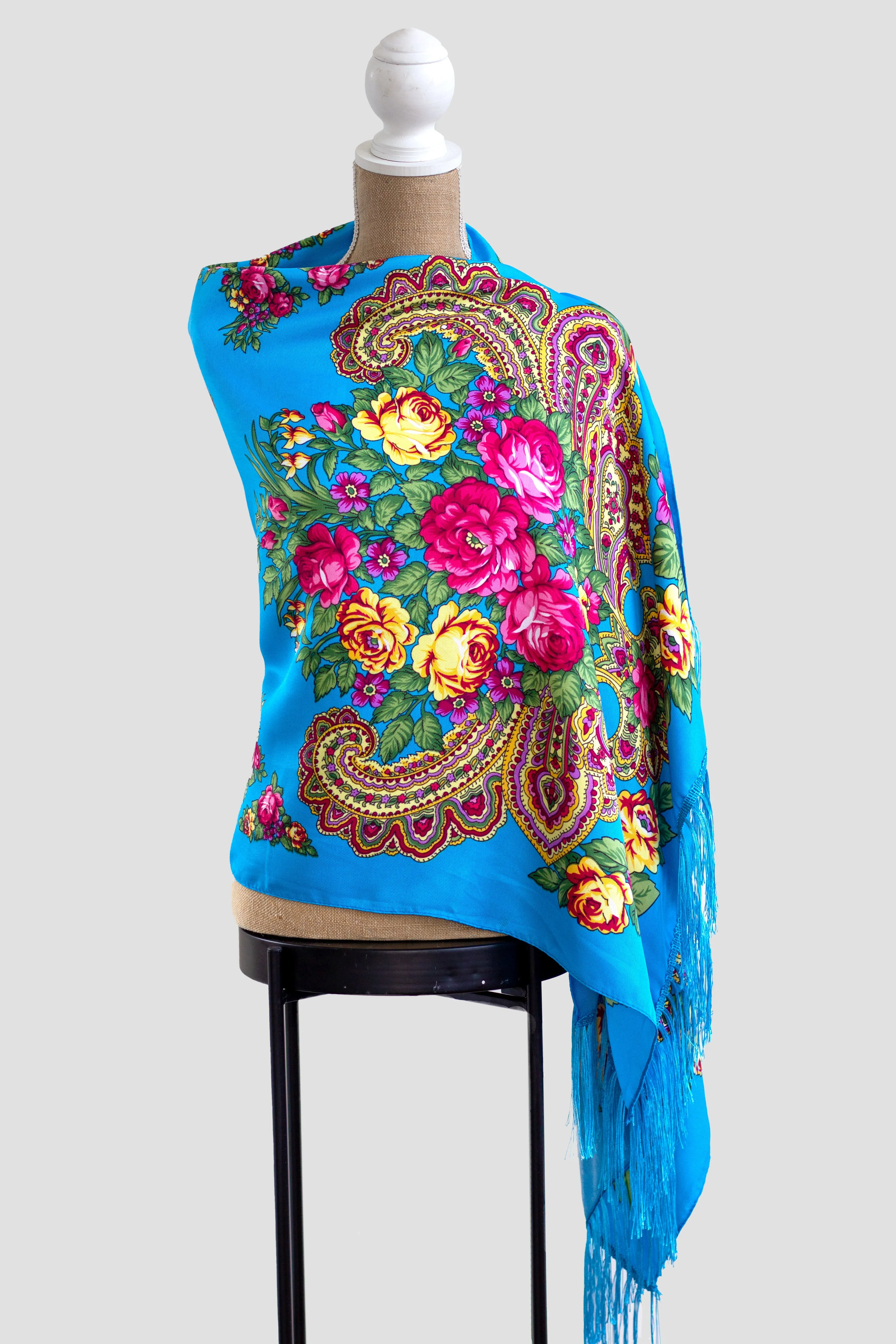 Turquoise Slavic Rectangle Scarf