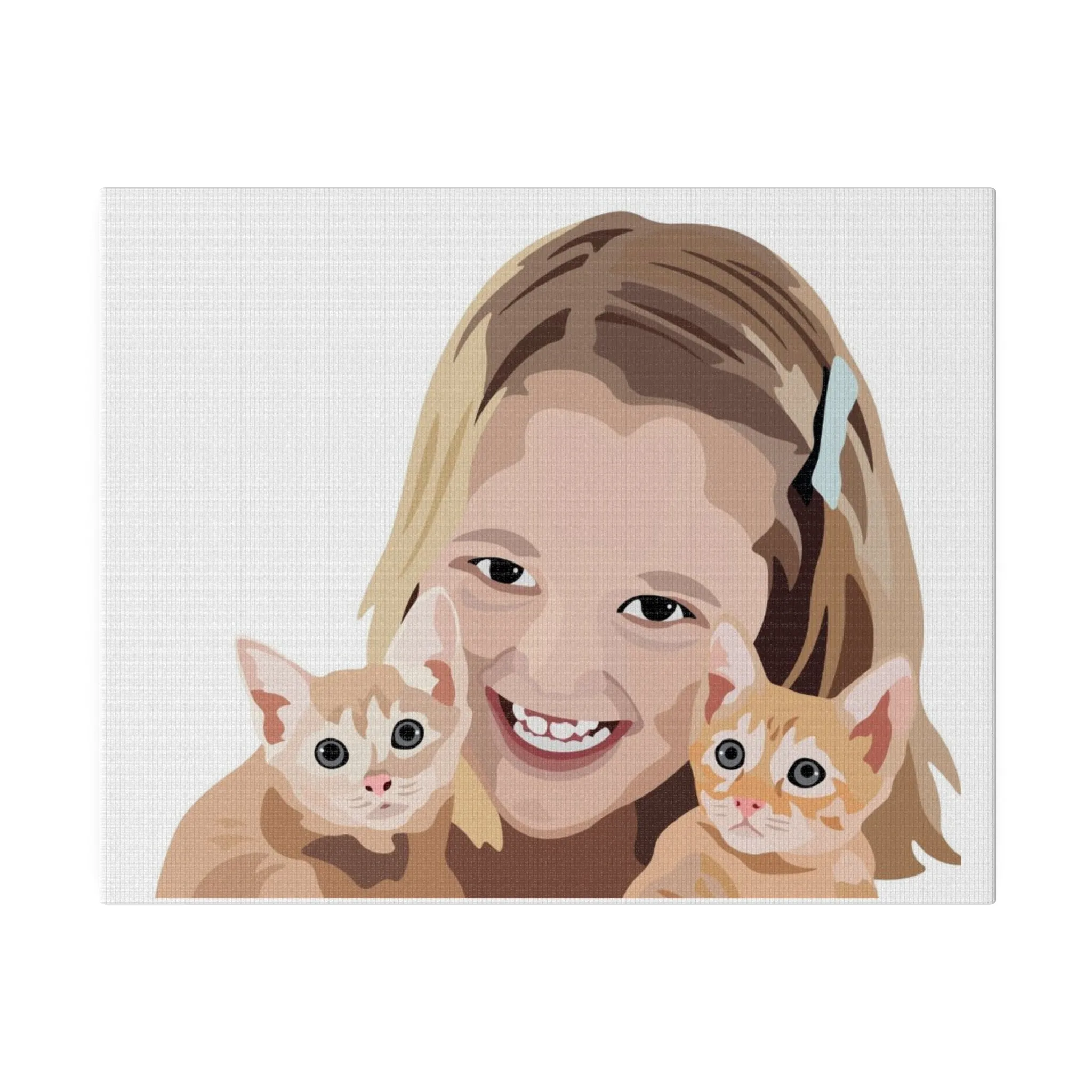 Two Pets   One Person Custom Pet Portrait on Canvas | White Background | Custom Hand-Drawn Pet Portrait in Cartoon-Realism Style