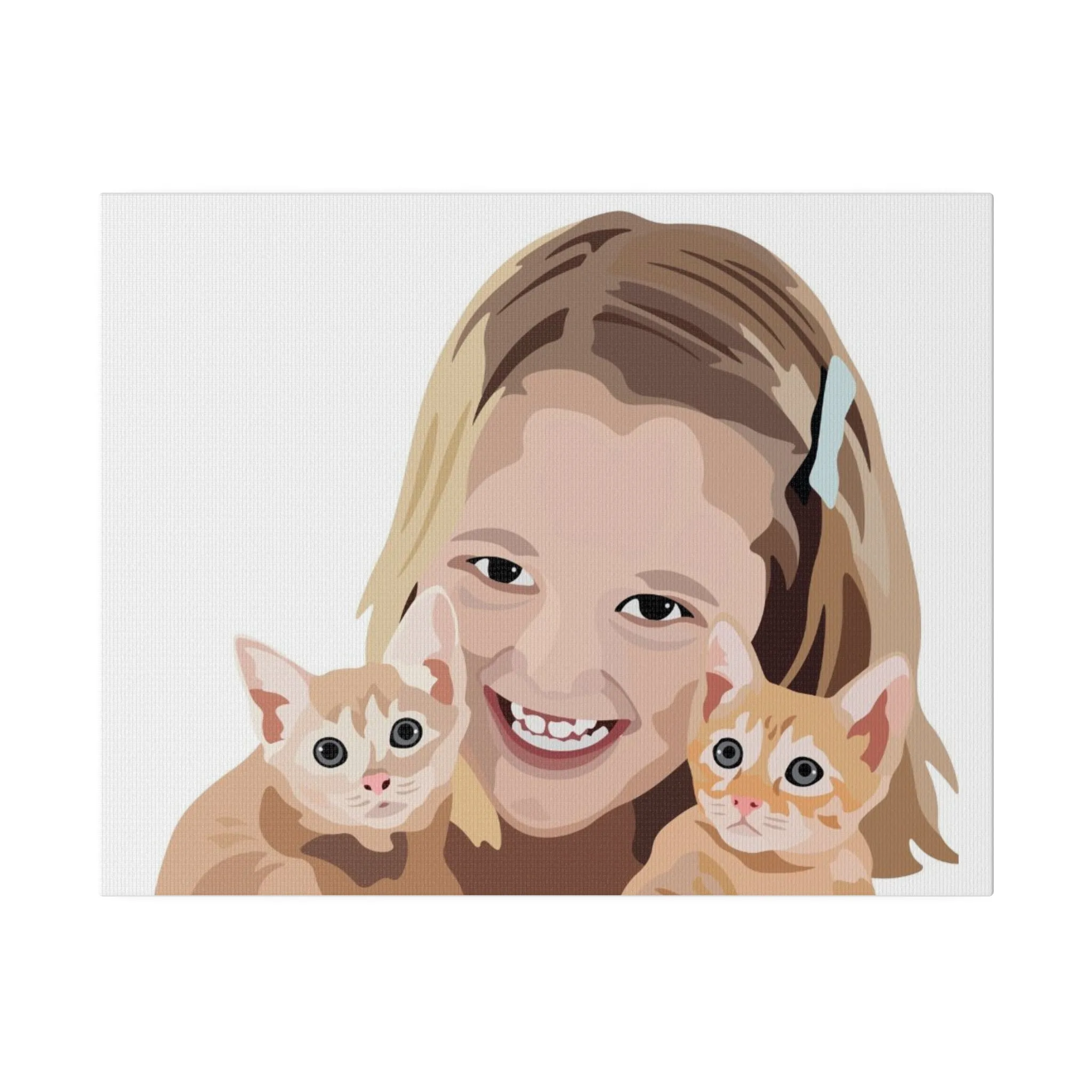 Two Pets   One Person Custom Pet Portrait on Canvas | White Background | Custom Hand-Drawn Pet Portrait in Cartoon-Realism Style