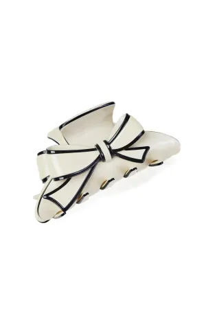 Two Tone Bow Hair Claw Clip in Cream